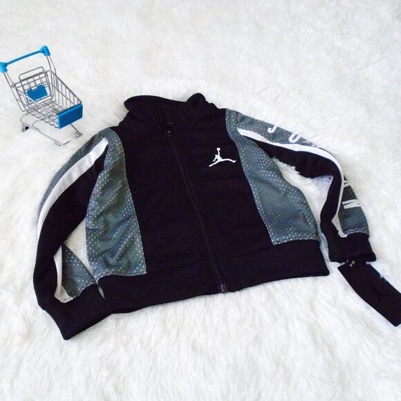 Jordan Black Colorblock Full Zip Track Jacket Black 2T Boys - Picture 4 of 14